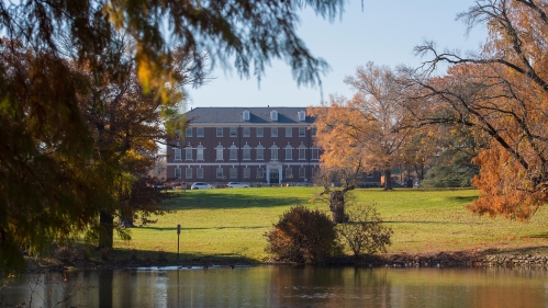 Passion Puddle and Martin Hall in autumn. 