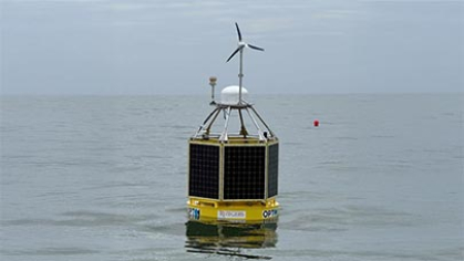 A research buoy in the water.