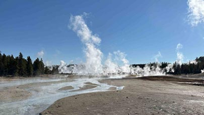 Geysers erupting at Yellowstone National Park.