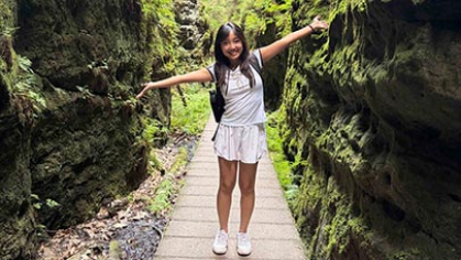 Charlene Guo in Saxon Switzerland National Park.