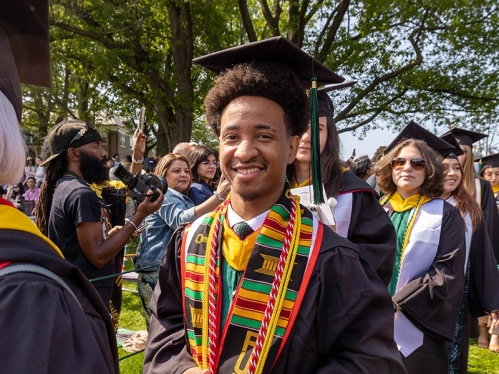 A student graduating.