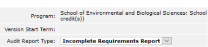 Screenshot of Incomplete Requirements Report in Degree Navigator.